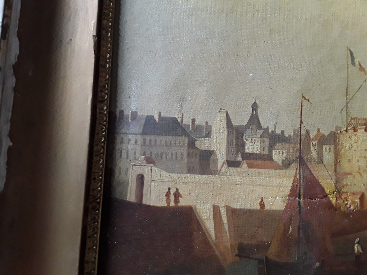 "the Port Of Le Havre" Old Painting-photo-4