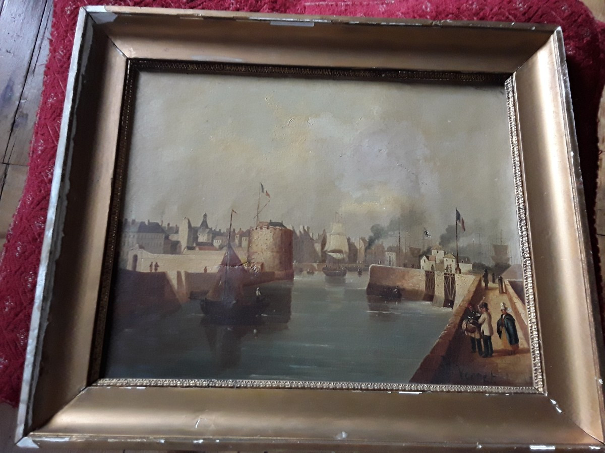"the Port Of Le Havre" Old Painting-photo-6