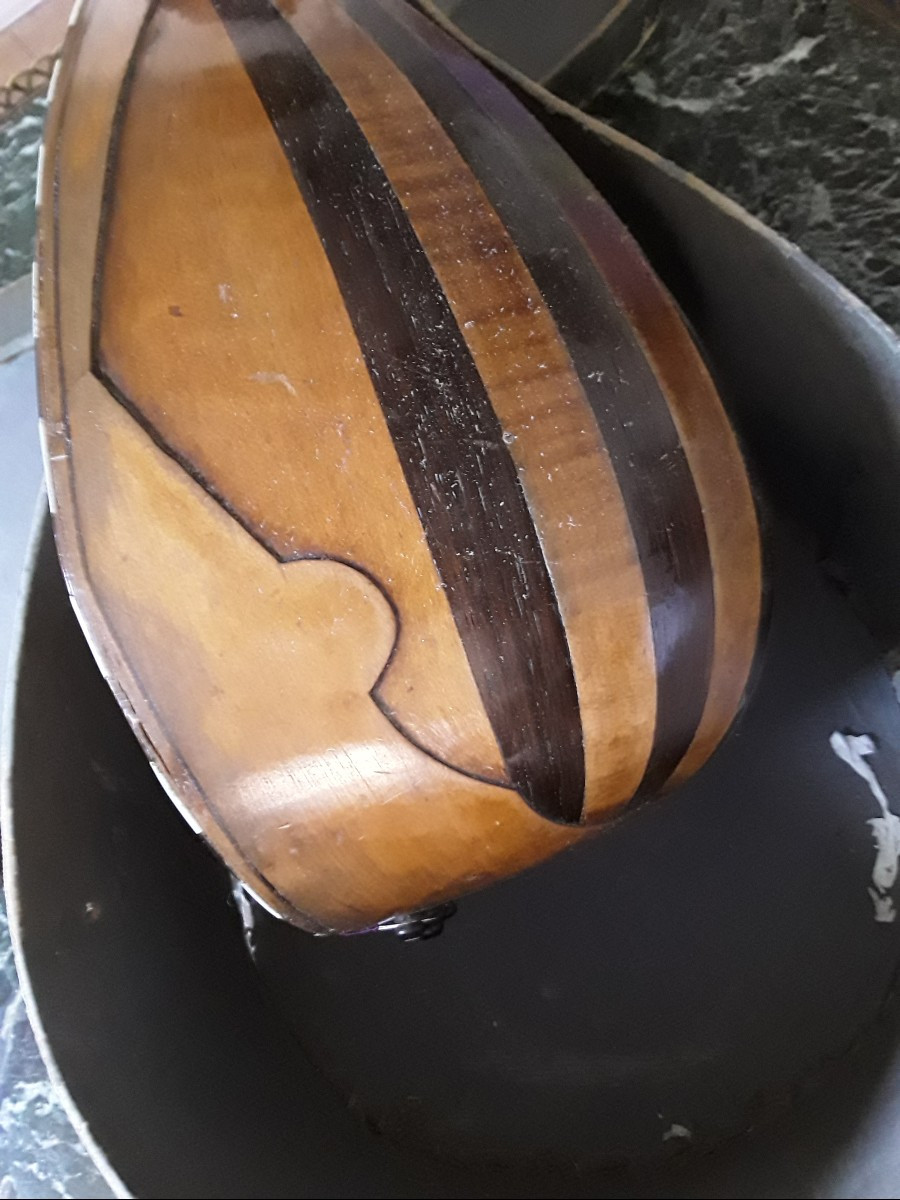 Mandoline ancienne dans sa boite en carton-photo-2