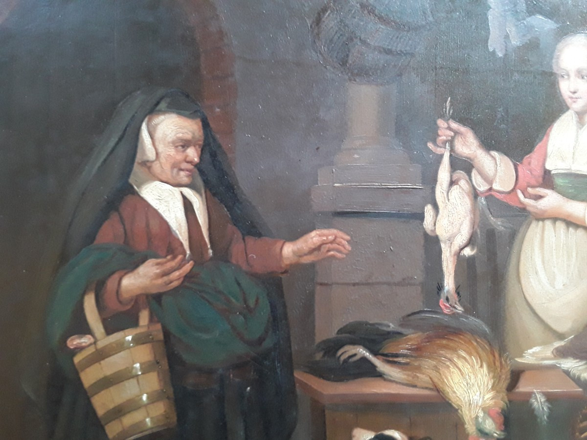Peinture 19ème siecle scène flamande -photo-4