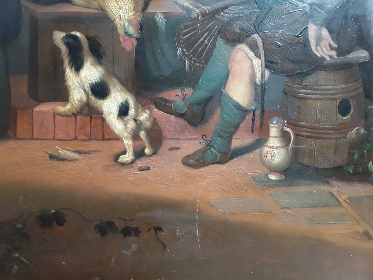 Peinture 19ème siecle scène flamande -photo-2