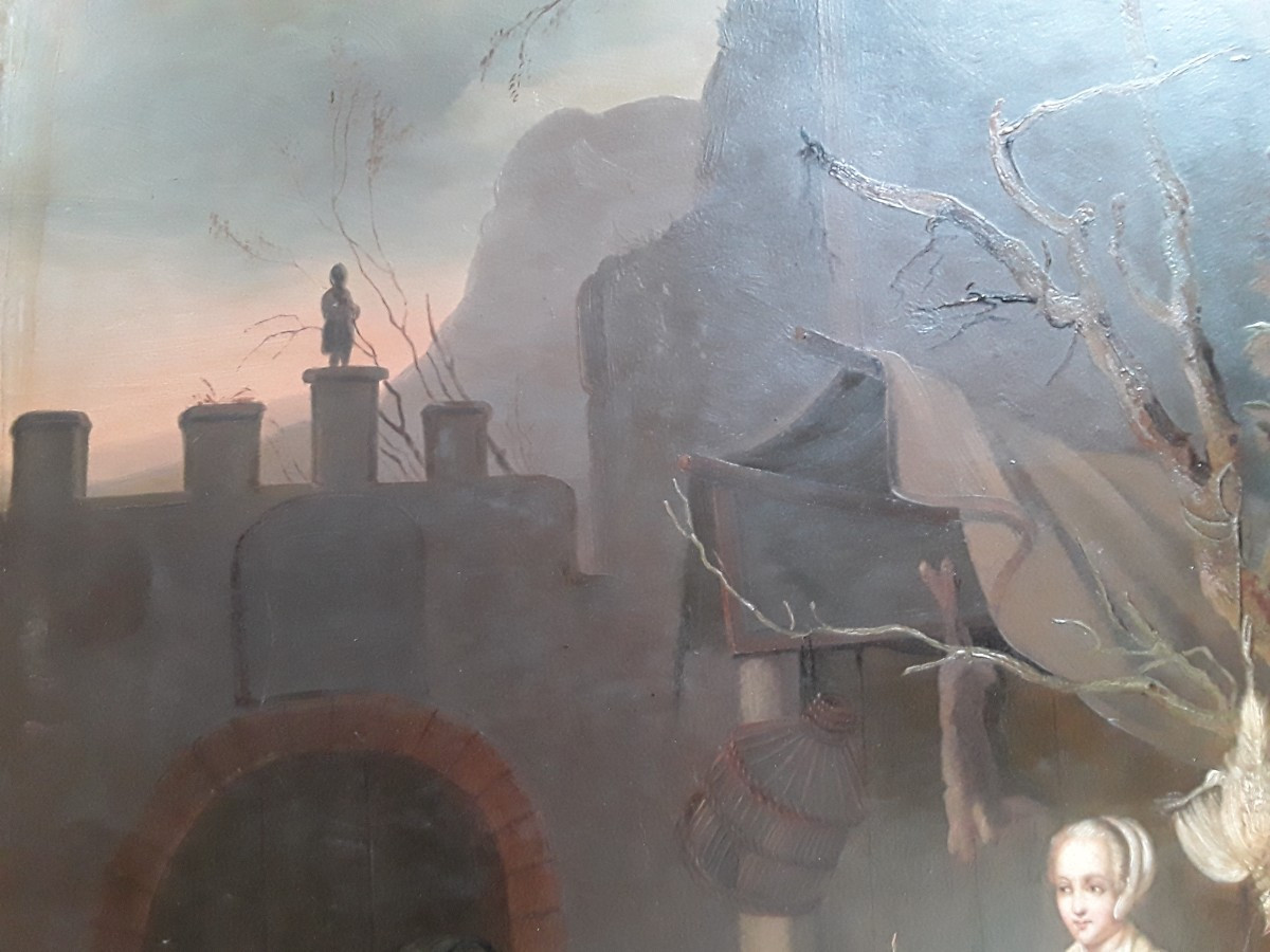 Peinture 19ème siecle scène flamande -photo-5