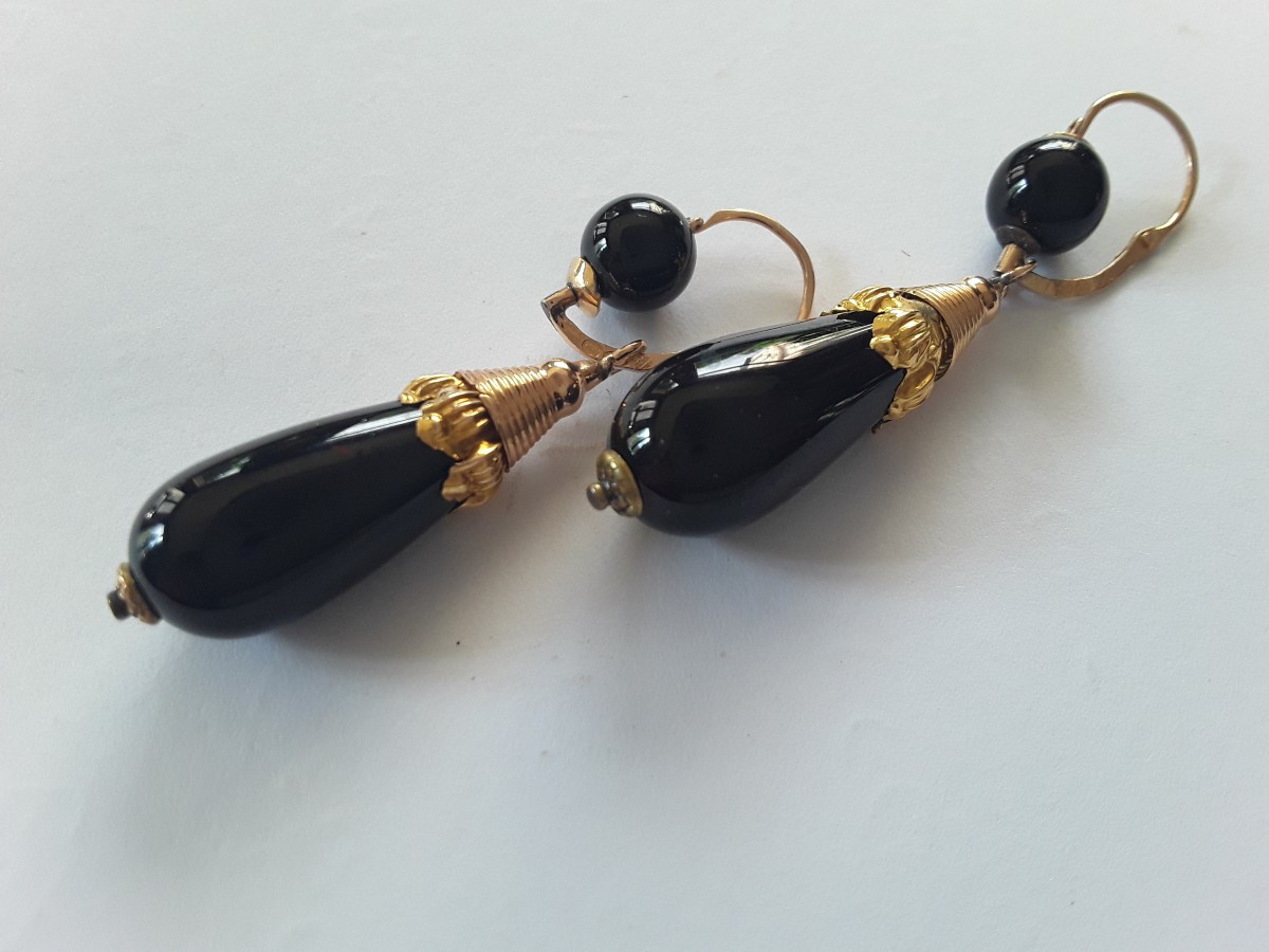 Pendants d'oreilles or début du 19eme siecle -photo-4