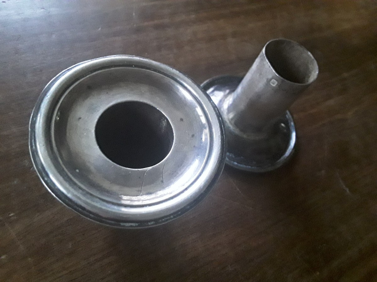 Paire de bobeches argent massif poinçon tête de Minerve -photo-4