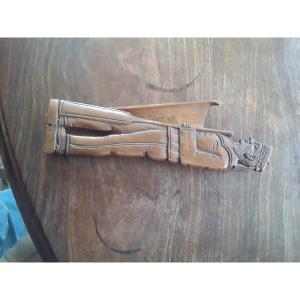 Porte Plume Ou Porte Rasoir Ou Encore Porte Lunettes  En Bois Sculpté  19ème Siecle 