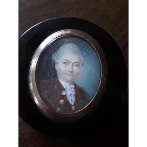 Tortoiseshell Box And Miniature Portrait 18th Century 