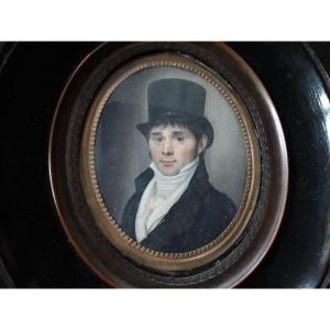 Miniature Portrait On Ivory Early 19th Century 
