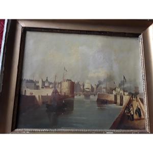 "the Port Of Le Havre" Old Painting