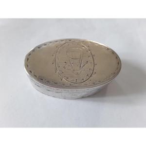 Rare 18th Century Silver Snuffbox With Hot Air Balloon Decoration 