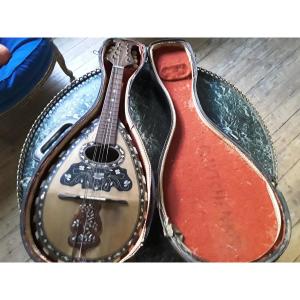 Mandoline ancienne dans son etui en bois noir