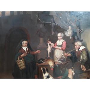 19th Century Painting Of A Flemish Scene 