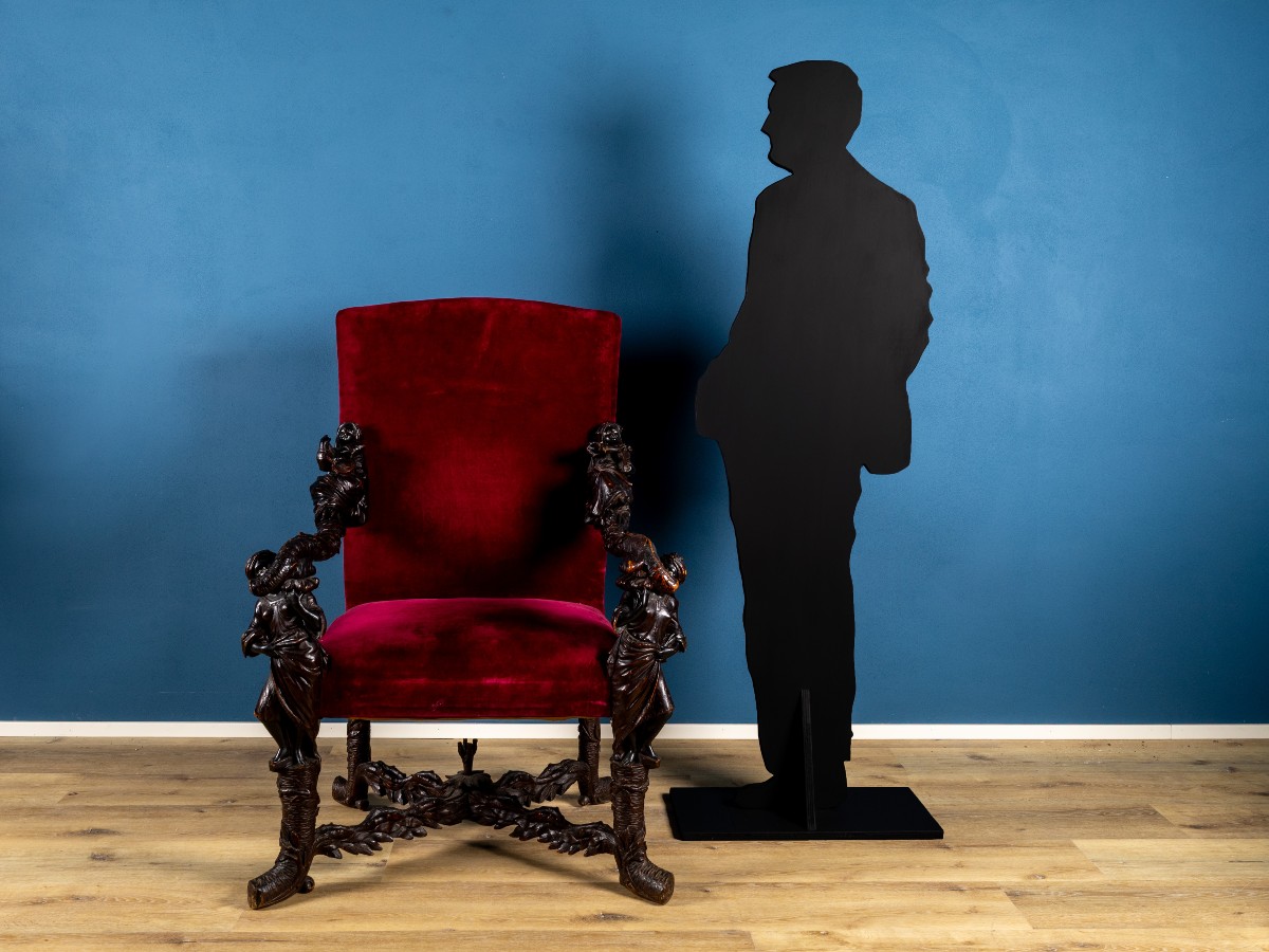 Fauteuil Sculpté, Cercle D’andrea Brustolon (1662-1732), Italie, XVIIe-xviiie Siècle-photo-1