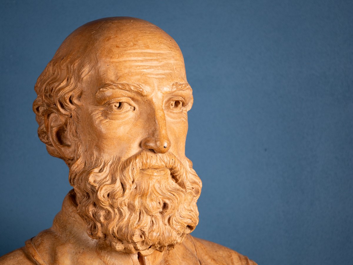 Buste En Terre Cuite Représentant Andrea Palladio, école Italienne, XIXe Siècle-photo-1