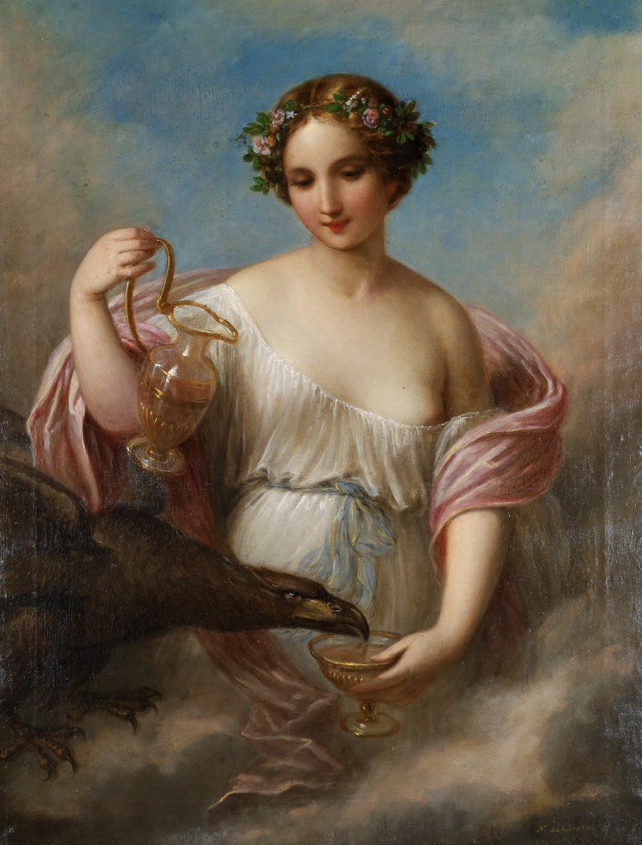Hebe Quenching Jupiter's Thirst In The Form Of An Eagle, Schiavoni (1777-1858), 19th Century-photo-1