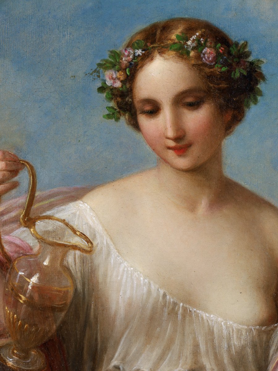 Hebe Quenching Jupiter's Thirst In The Form Of An Eagle, Schiavoni (1777-1858), 19th Century-photo-3