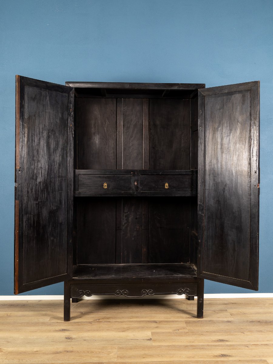 Cabinet en bois sculpté chinois, scènes de la vie impériale, Chine, XIXe siècle-photo-4