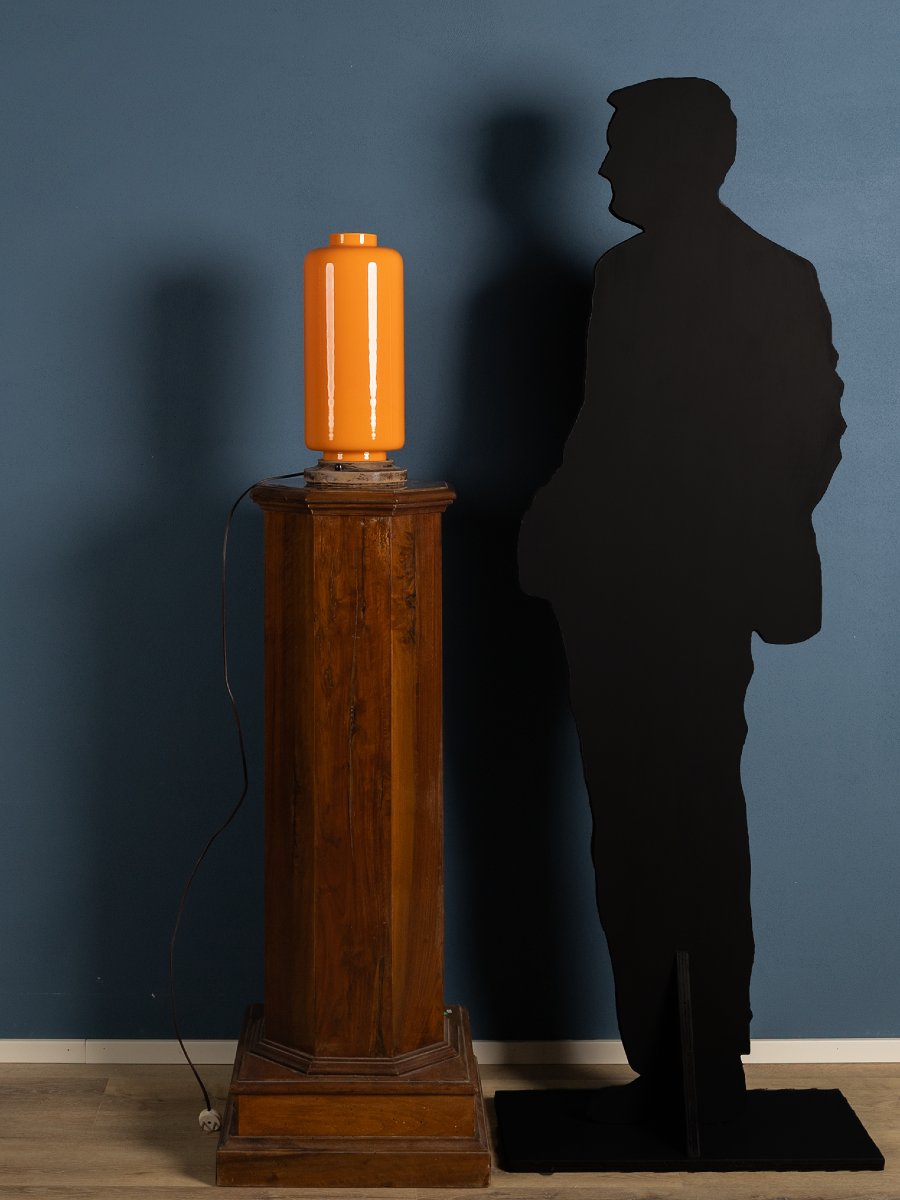 Venini Vase In Opaline Orange Glass, Carlo Scarpa, Signed With Acid On The Bottom-photo-2