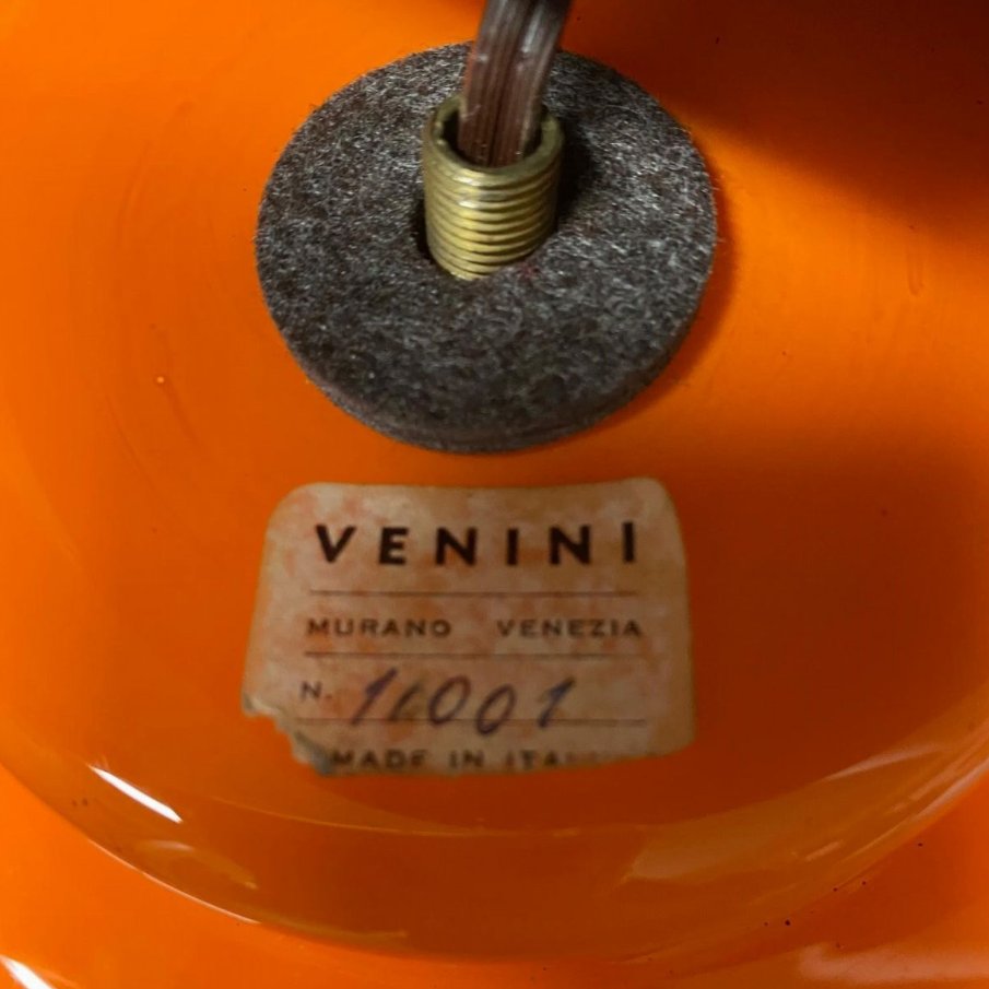 Venini Vase In Opaline Orange Glass, Carlo Scarpa, Signed With Acid On The Bottom-photo-3
