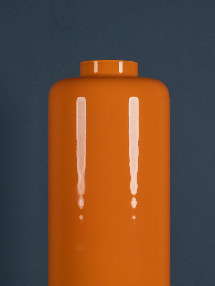 Venini Vase In Opaline Orange Glass, Carlo Scarpa, Signed With Acid On The Bottom-photo-2