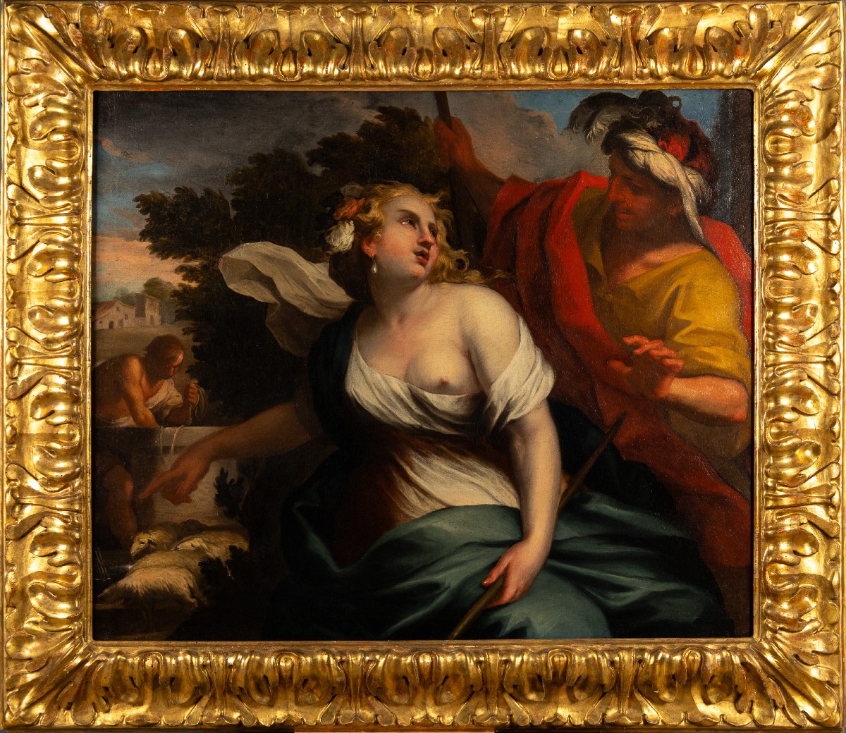 Gio Raffaele Badaracco (Genova 1648-1726), Rachel et Jacob, peinture baroque génoise