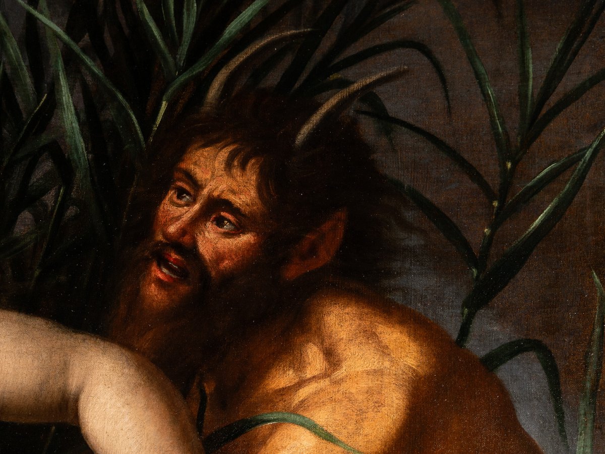 Giovanni Venanzi (pesaro 1627–1705), Pan And Syringe, 1674, Oil On Canvas Signed And Dated-photo-2