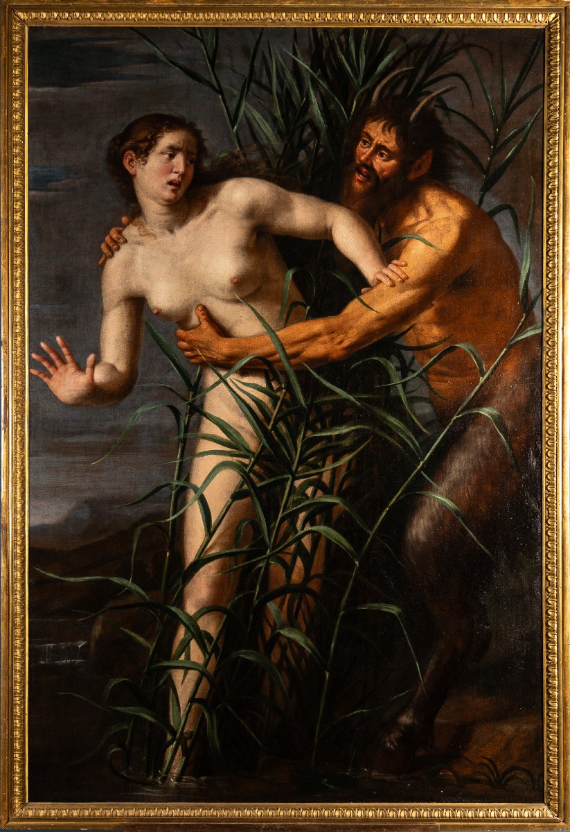 Giovanni Venanzi (pesaro 1627–1705), Pan And Syringe, 1674, Oil On Canvas Signed And Dated