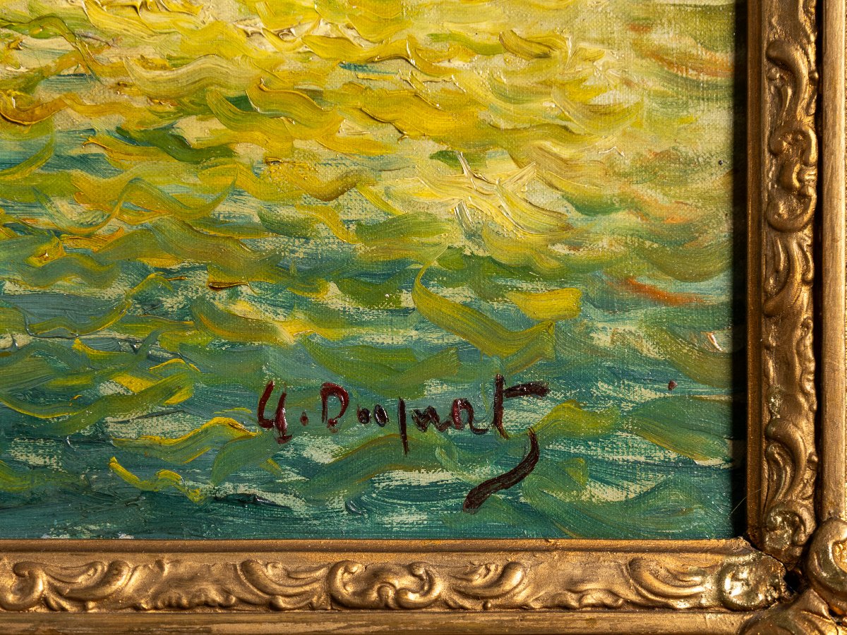 Albert Ferdinand Duprat (1882–1974), View Of The Venetian Lagoon, Oil On Canvas-photo-3