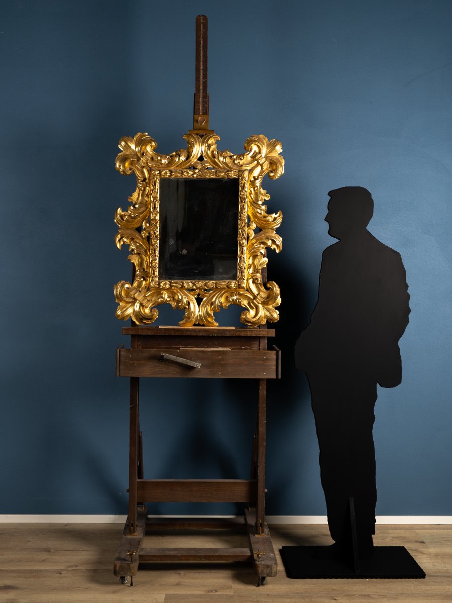 Italian Wooden Frame With Pure Gold, Louis XIV Period, First Half Of The 18th Century-photo-2