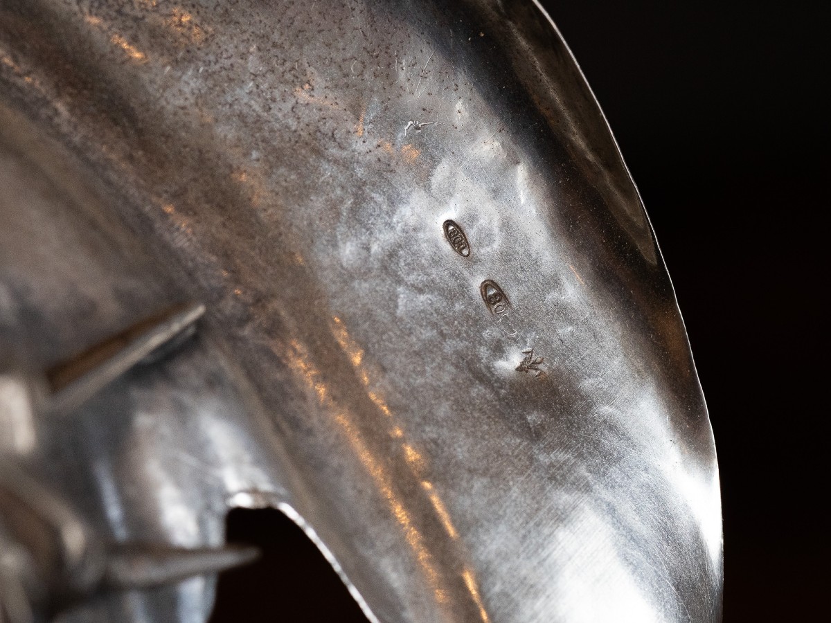 Sculpture en argent de 800 représentant un personnage flamand avec des escargots, XIX-XX siècle-photo-4