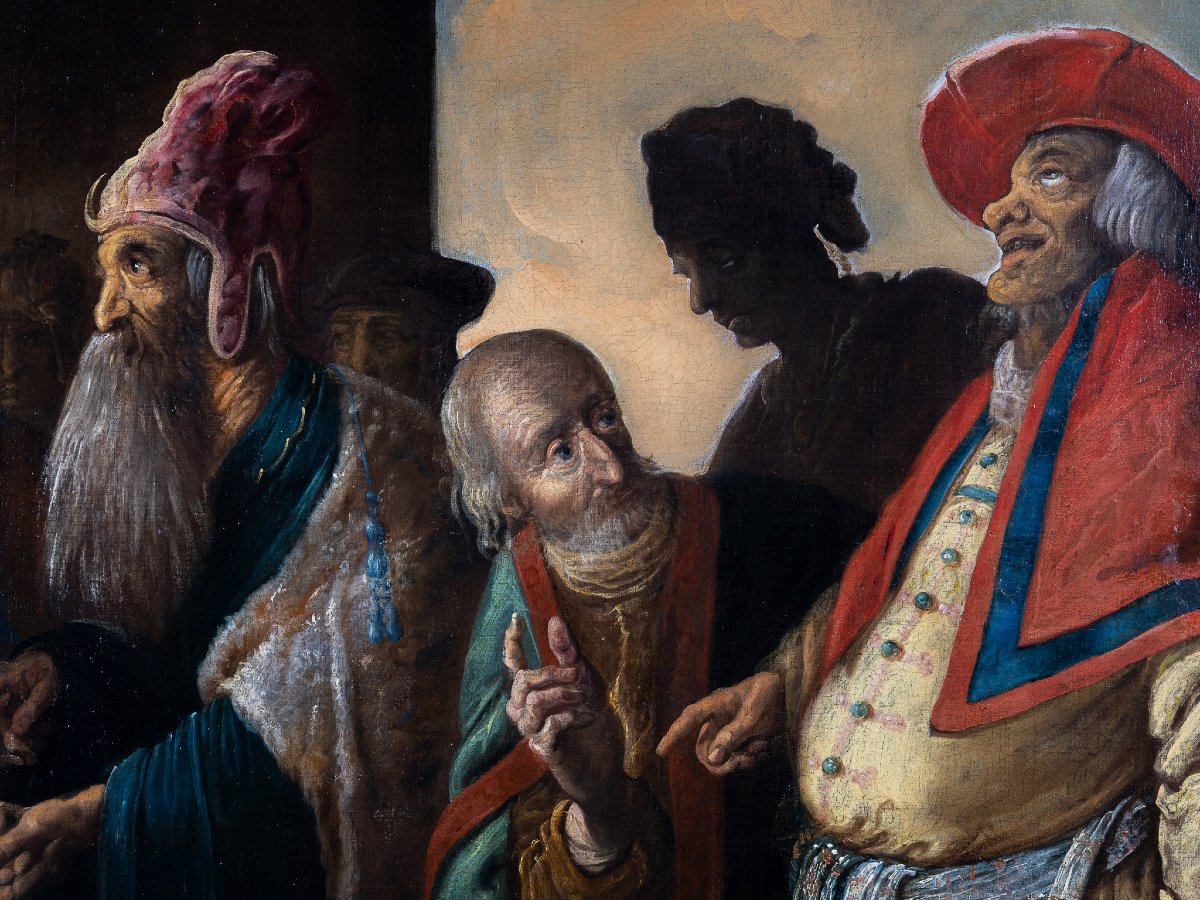 The Tribute To Caesar, Signed On The Parapet Hb F. (fecit), Upper Veneto 17th Century-photo-1