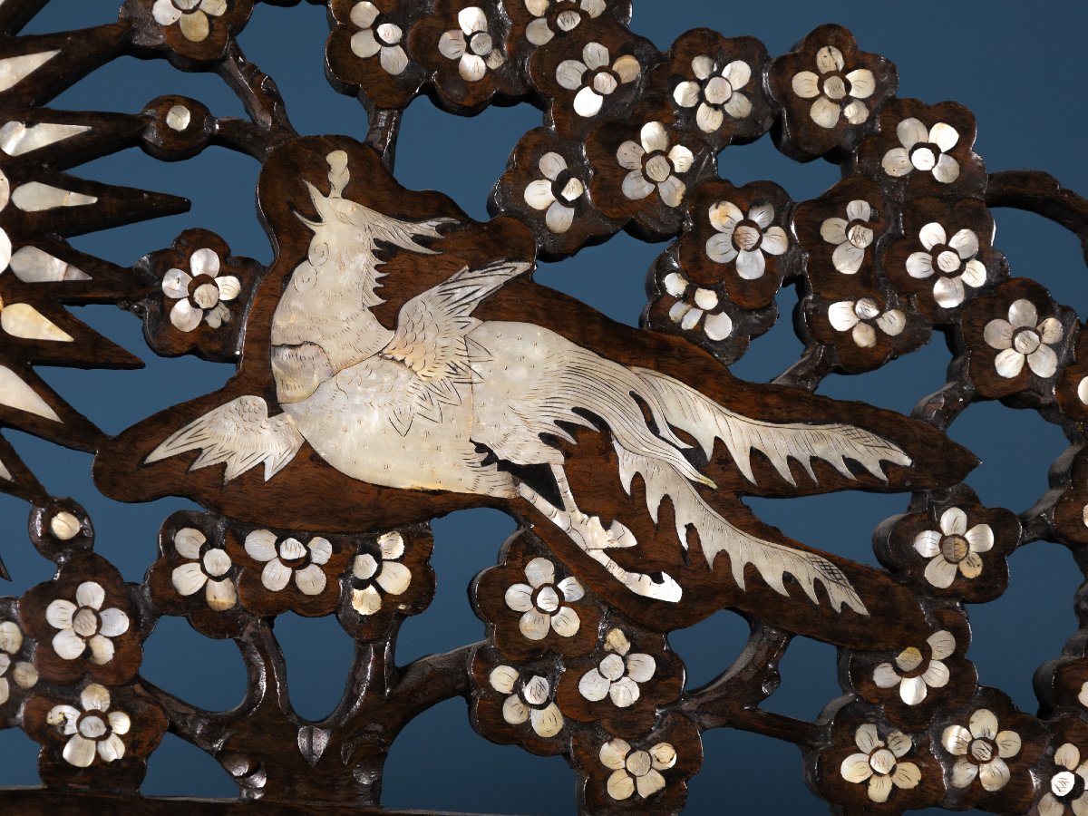 Paire de vitrines chinoises en bois dur incrustées de nacre, fin du XIXe siècle-photo-3