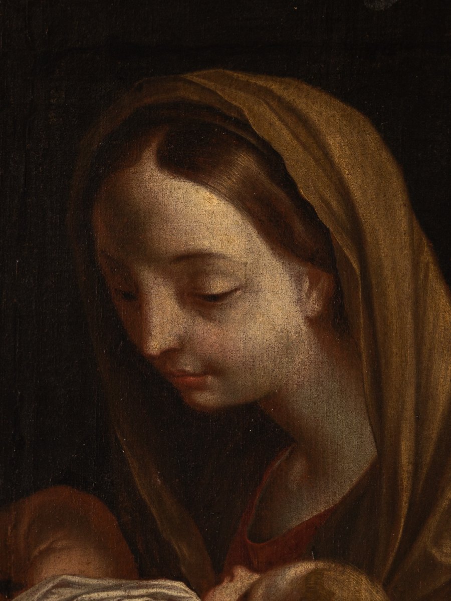 Madonna And Child, Oil On Canvas, Workshop Of Carlo Maratta, Rome, Late 17th Century-photo-3