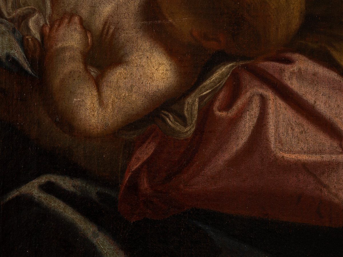 Madonna And Child, Oil On Canvas, Workshop Of Carlo Maratta, Rome, Late 17th Century-photo-2