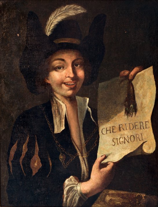 Young Rogue With A Scroll Reading “what A Laugh, Gentlemen,” Oil On Canvas, 18th Century-photo-2
