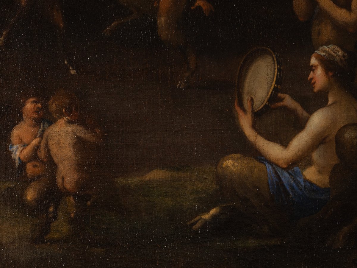 Agostino Carracci Attributed, Landscape With Nymphs And Satyrs, Oil On Canvas 16th Century-photo-1