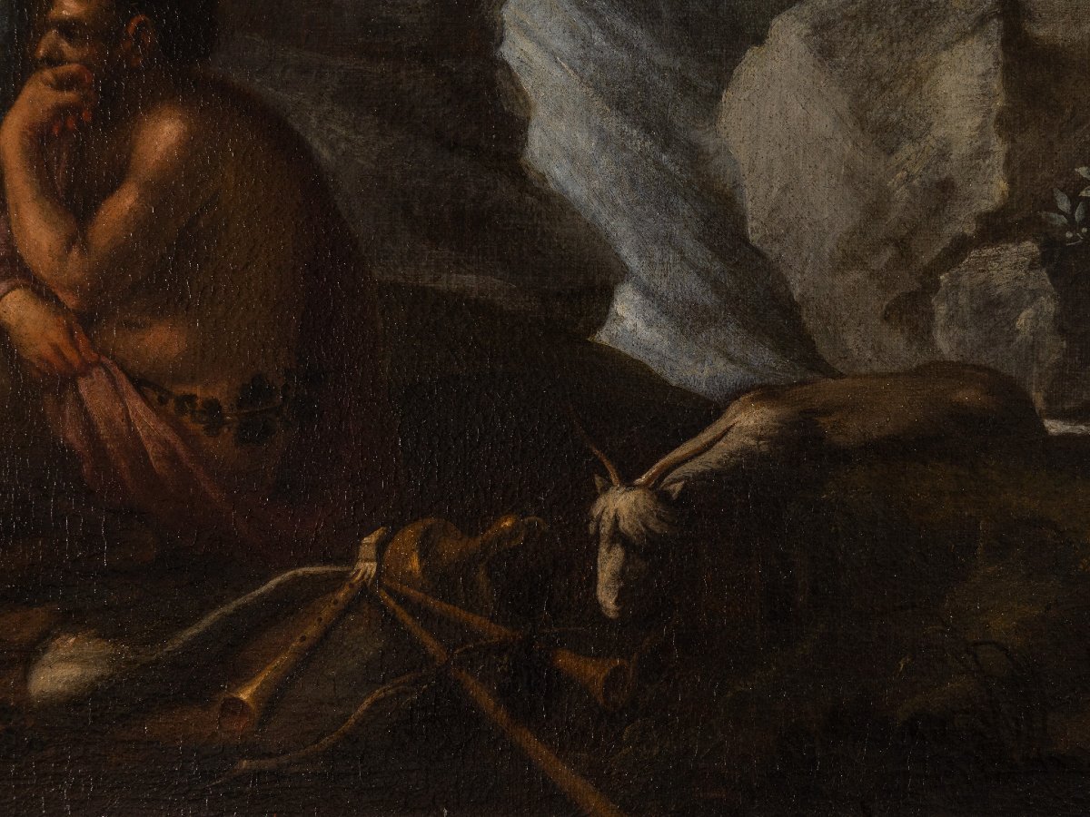Agostino Carracci Attributed, Landscape With Nymphs And Satyrs, Oil On Canvas 16th Century-photo-2