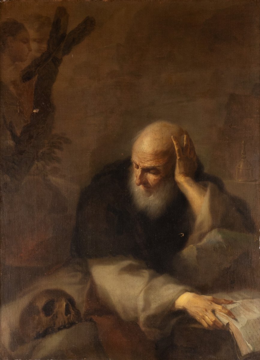 Saint Antoine l'Abbé, signé et daté par Pietro Bardellino (Naples 1732-1806), XVIIIe siècle-photo-2