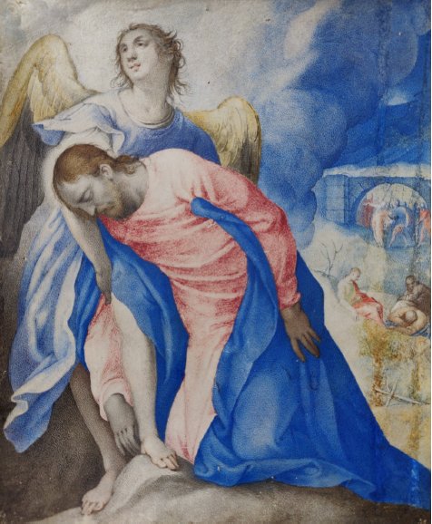 Giovanni Battista Castello, Miniature "Le Christ au jardin de Gethsémani", maniériste tardif-photo-2