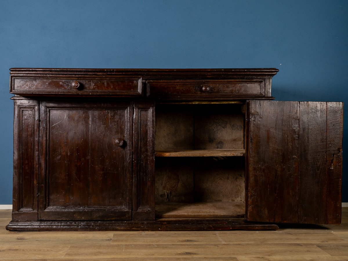 Buffet en châtaignier et autres essences de bois, XVIIe siècle, Italie centrale-photo-4