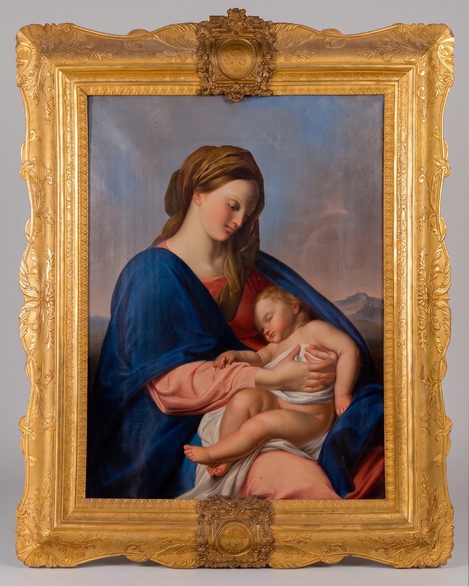 Madonna And Child, Signed And Dated By Antonio Boldini 1849; Oil On Canvas With A Fine Frame 
