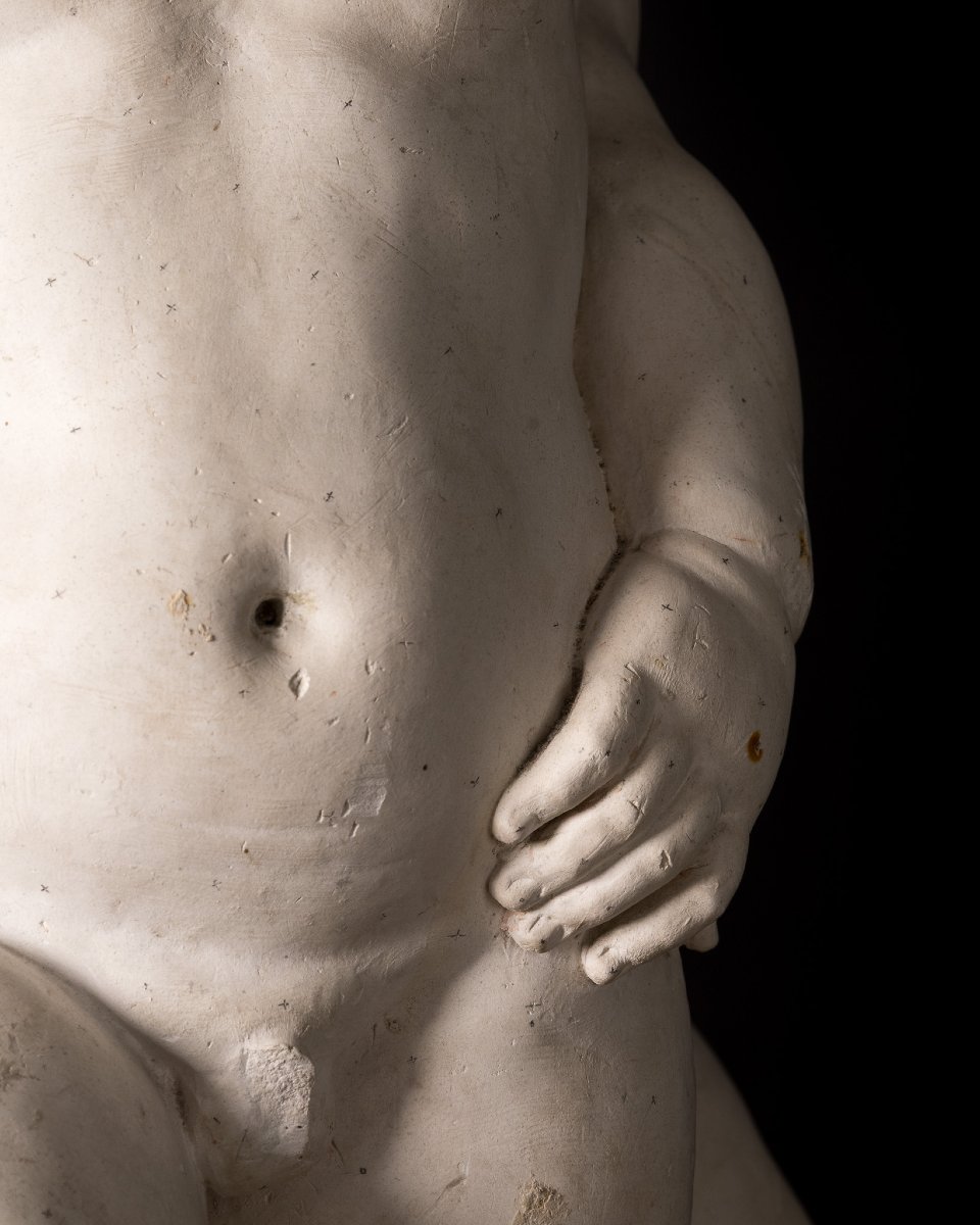 Important Plaster Sculptural Model Featuring Three Cherubs Holding A Basin, Italy, 19th Century-photo-4
