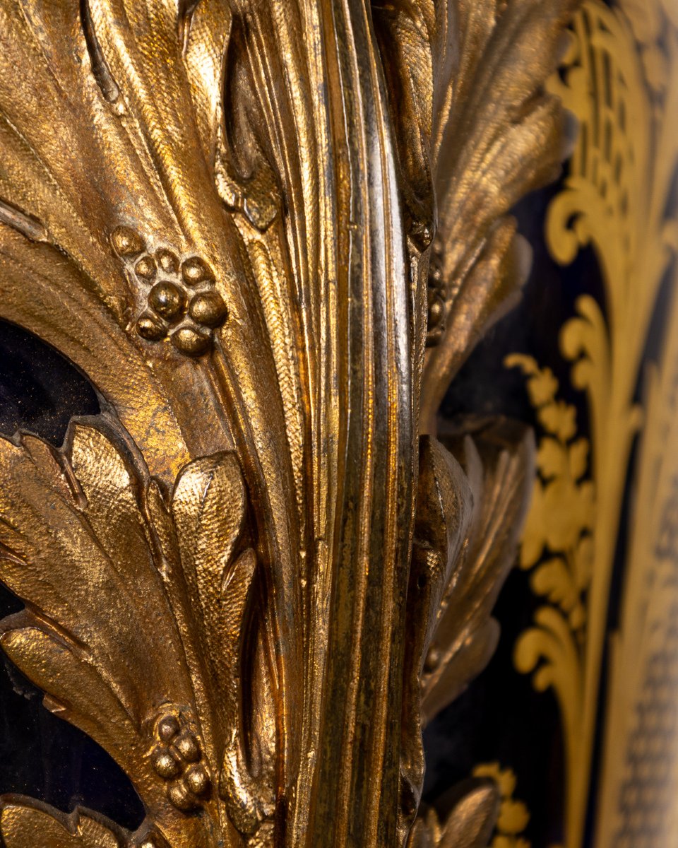 Pair Of Large Sèvres Porcelain And Gilt Bronze Vases With Floral Bouquets, France 19th Century-photo-7
