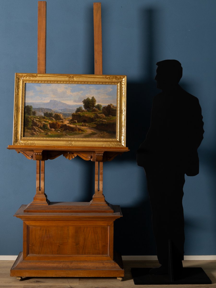 Landscape Of The Roman Countryside, Signed And Dated Ettore Cumbo Borgia, Oil On Canvas, 19th Century-photo-3