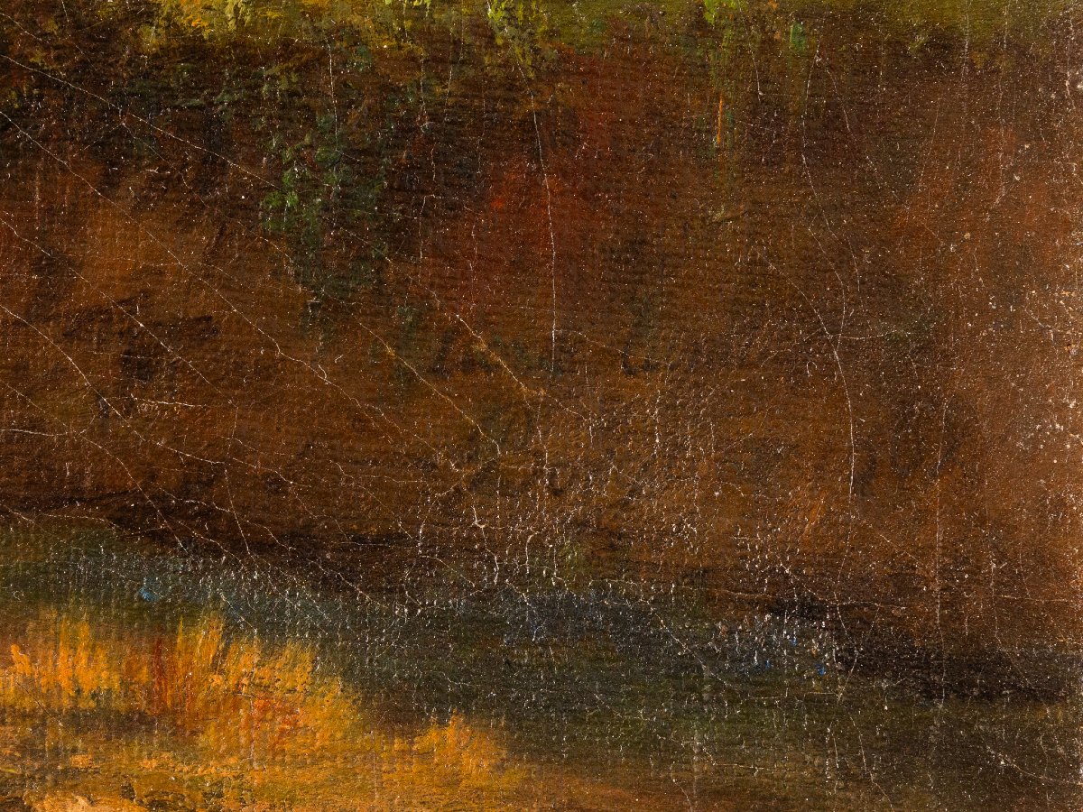 Landscape Of The Roman Countryside, Signed And Dated Ettore Cumbo Borgia, Oil On Canvas, 19th Century-photo-1