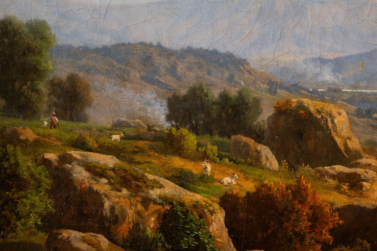 Landscape Of The Roman Countryside, Signed And Dated Ettore Cumbo Borgia, Oil On Canvas, 19th Century-photo-3