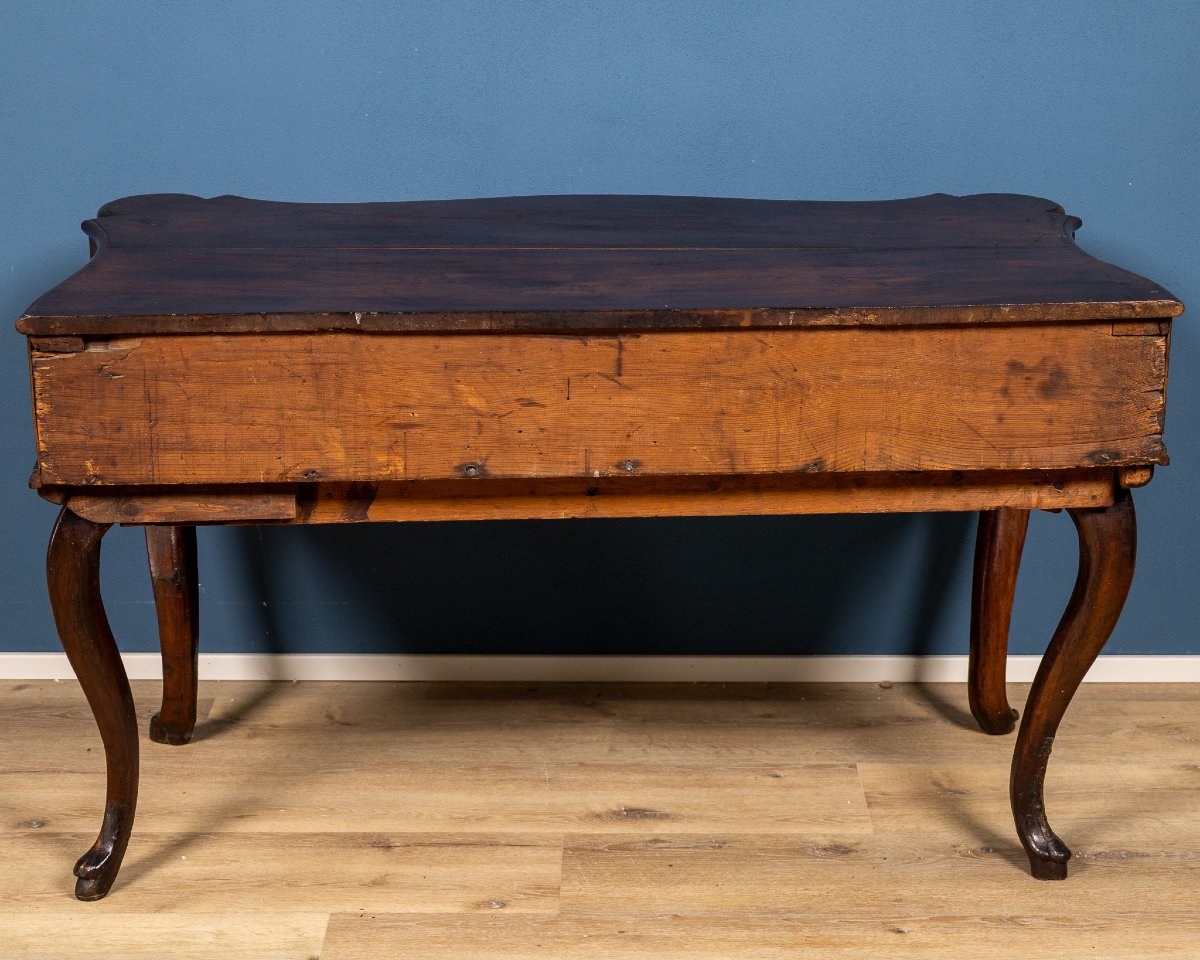 Emilian-ferrarese Consolle Table In Walnut Burl, Italy, 18th Century-photo-1
