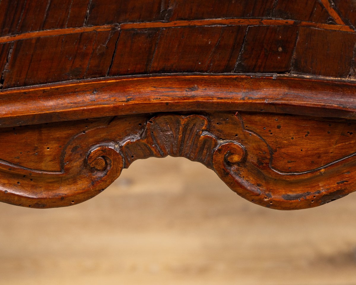 Emilian-ferrarese Consolle Table In Walnut Burl, Italy, 18th Century-photo-2