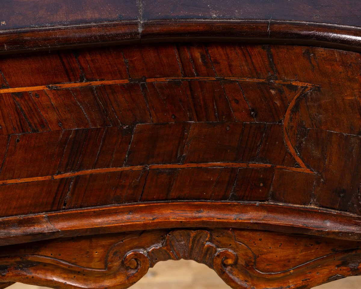 Emilian-ferrarese Consolle Table In Walnut Burl, Italy, 18th Century-photo-3