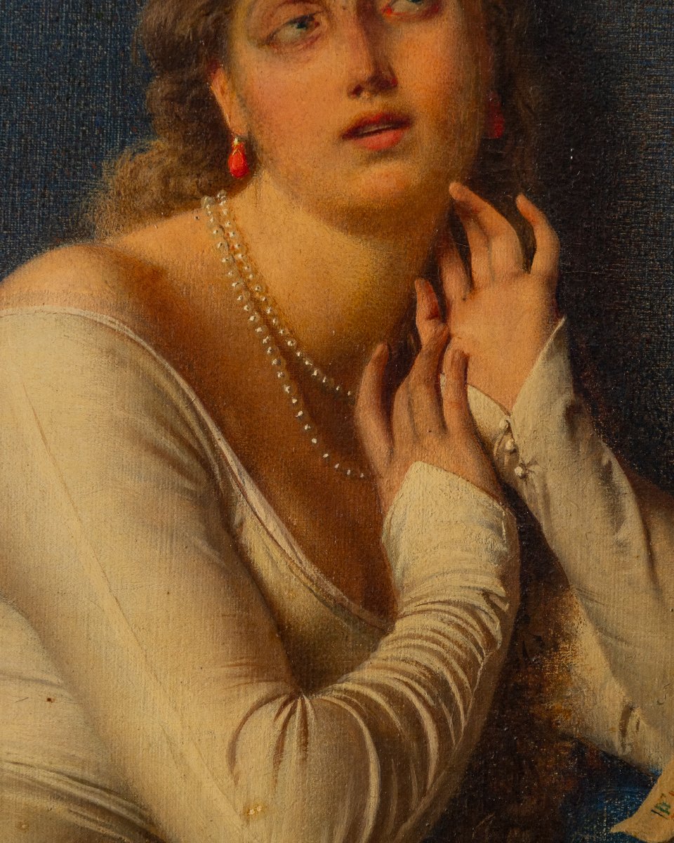F. Valaperta, Ghismunda And Guiscardo, From Boccaccio's Decameron, Oil On Canvas, Signed F.v-photo-3