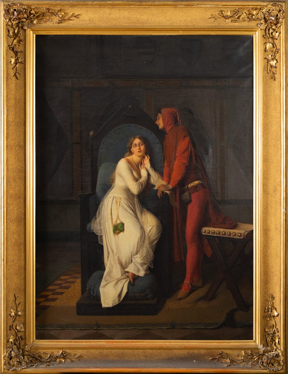 F. Valaperta, Ghismunda And Guiscardo, From Boccaccio's Decameron, Oil On Canvas, Signed F.v